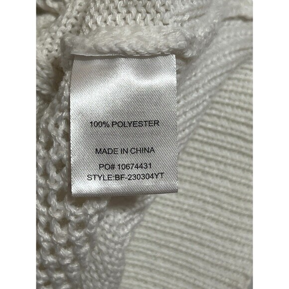 Oversized Crew Neck Ivory Knit Sweater Diamond Pattern Novelty Stitch Women’s 1X - Picture 6 of 10